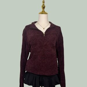 vintage 90s sage harbor burgundy purple half zip up fleece old money preppy